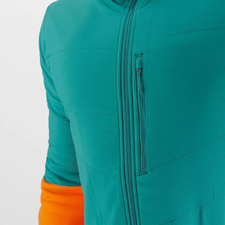 Turquoise / Orange Salomon Outline Warm Hybrid Men's Jackets | IE RP2417